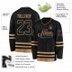 Men's Custom Black Black-Old Gold Hockey Jersey