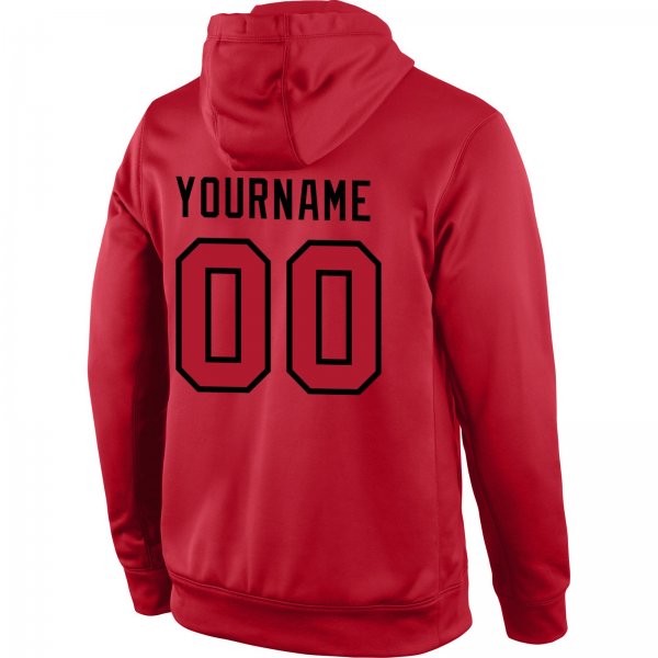 Men's Custom Stitched Red Red-Black Sports Pullover Sweatshirt Hoodie