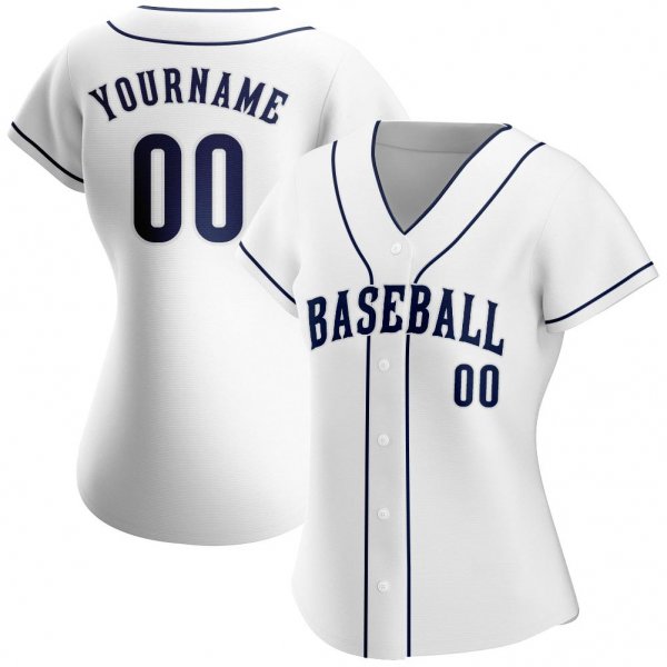 Men's Custom White Navy-White Authentic Baseball Jersey