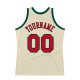 Men's Custom Cream Red-Hunter Green Authentic Throwback Basketball Jersey