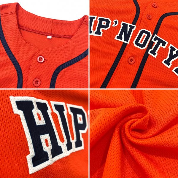 Men's Custom Orange White-Navy Authentic Baseball Jersey