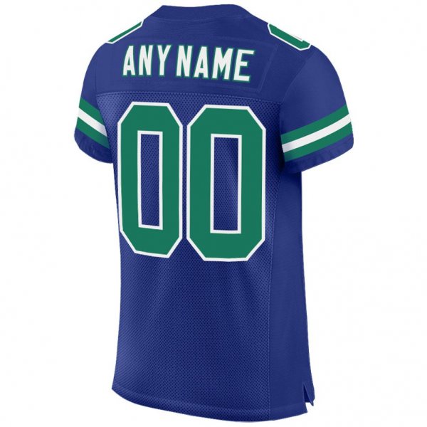 Men's Custom Royal Kelly Green-White Mesh Authentic Football Jersey