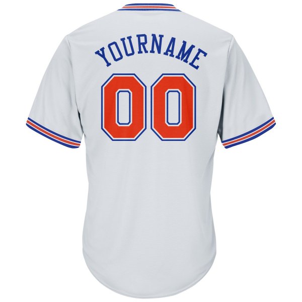 Men's Custom White Orange-Royal Authentic Throwback Rib-Knit Baseball Jersey Shirt