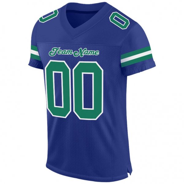 Men's Custom Royal Kelly Green-White Mesh Authentic Football Jersey