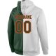 Men's Custom Stitched White Green-Orange Split Fashion Sports Pullover Sweatshirt Hoodie