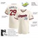 Men's Custom Cream Red-Navy Authentic Baseball Jersey