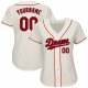 Men's Custom Cream Red-Navy Authentic Baseball Jersey