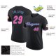 Men's Custom Black Pink-Light Blue Performance T-Shirt