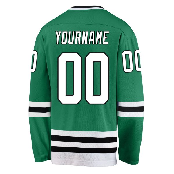 Men's Custom Kelly Green White-Black Hockey Jersey