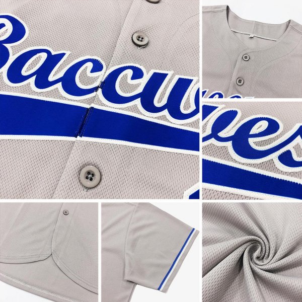 Men's Custom Gray Royal-Red Authentic Baseball Jersey