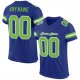 Men's Custom Royal Neon Green-White Mesh Authentic Football Jersey