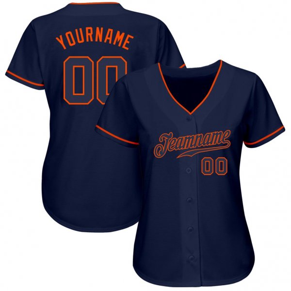 Men's Custom Navy Navy-Orange Authentic Baseball Jersey