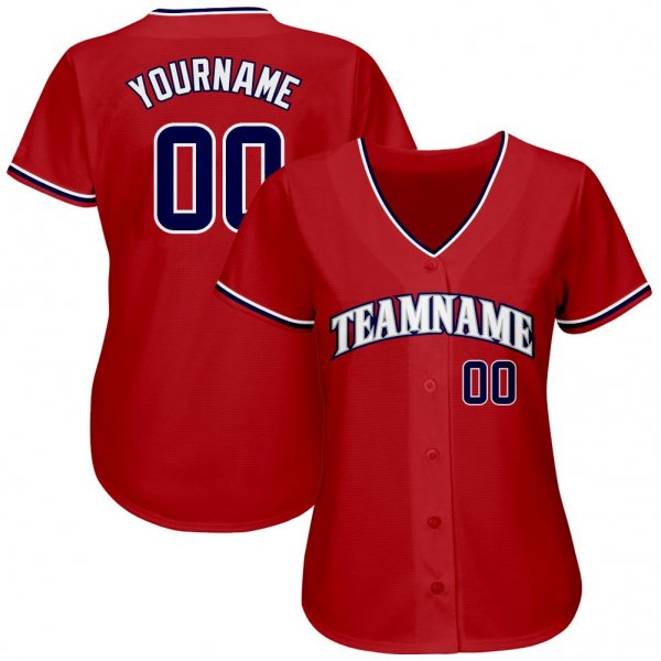 Men's Custom Red Navy-White Authentic Baseball Jersey