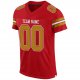 Men's Custom Red Old Gold-White Mesh Authentic Football Jersey