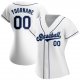 Men's Custom White Navy-Powder Blue Authentic Baseball Jersey