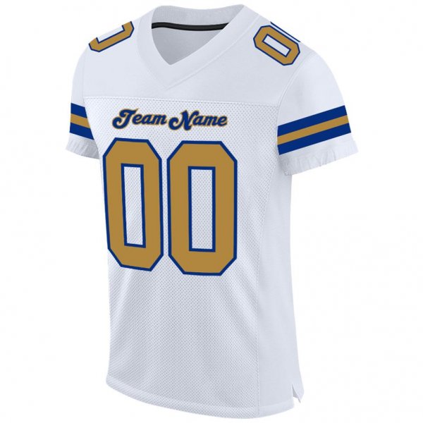 Men's Custom White Old Gold-Royal Mesh Authentic Football Jersey