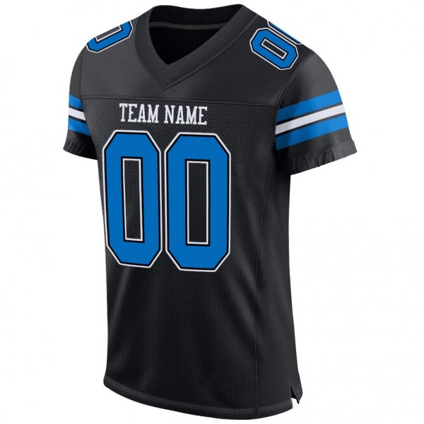 Men's Custom Black Panther Blue-White Mesh Authentic Football Jersey