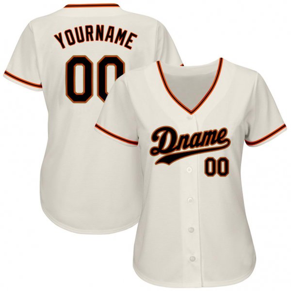 Men's Custom Cream Black-Orange Authentic Baseball Jersey