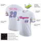 Men's Custom White Light Blue-Pink Performance T-Shirt