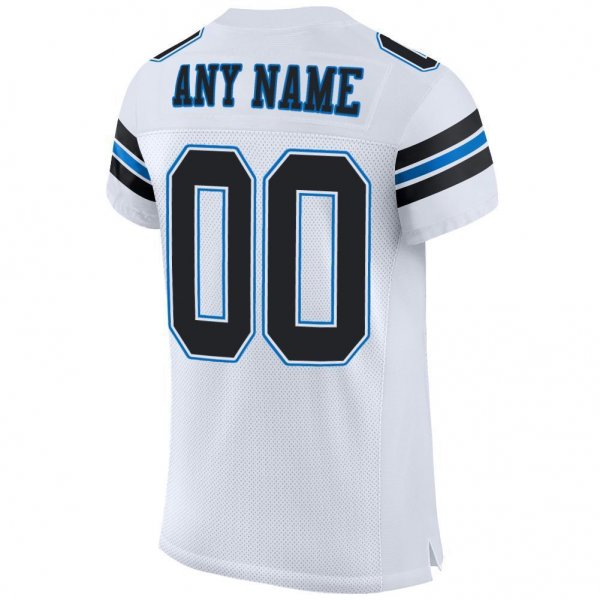 Men's Custom White Black-Panther Blue Mesh Authentic Football Jersey