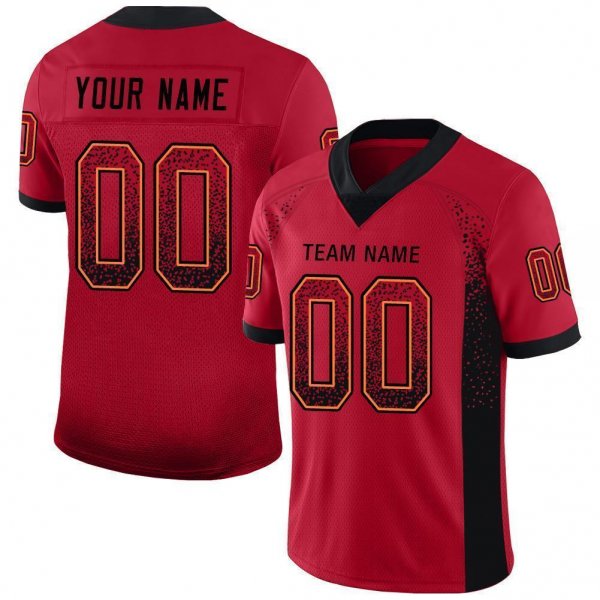 Men's Custom Red Black-Orange Mesh Drift Fashion Football Jersey