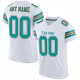 Men's Custom White Aqua-Orange Mesh Authentic Football Jersey