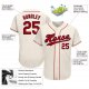 Men's Custom Cream Red-Navy Authentic Baseball Jersey