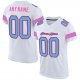 Men's Custom White Light Blue-Pink Mesh Authentic Football Jersey