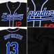 Men's Custom Black Black-Light Blue Authentic Baseball Jersey