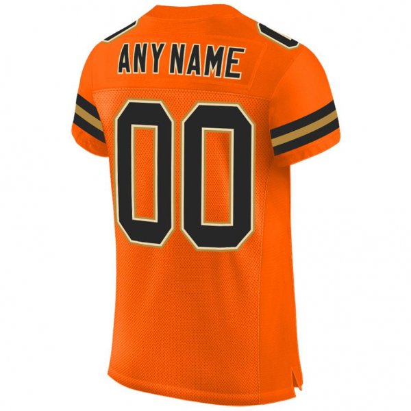 Men's Custom Orange Black-Old Gold Mesh Authentic Football Jersey