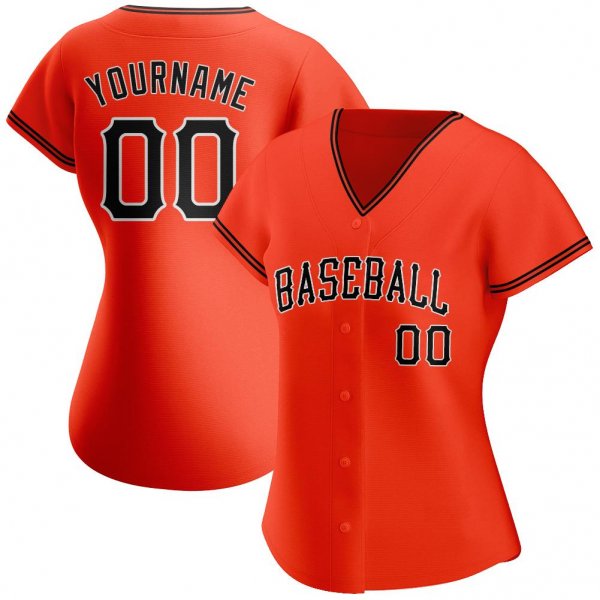 Men's Custom Orange Black-White Authentic Baseball Jersey