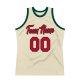 Men's Custom Cream Red-Hunter Green Authentic Throwback Basketball Jersey