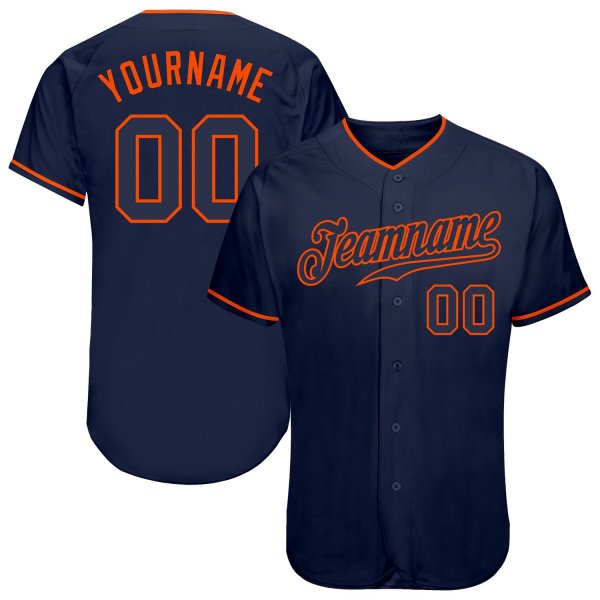 Men's Custom Navy Navy-Orange Authentic Baseball Jersey