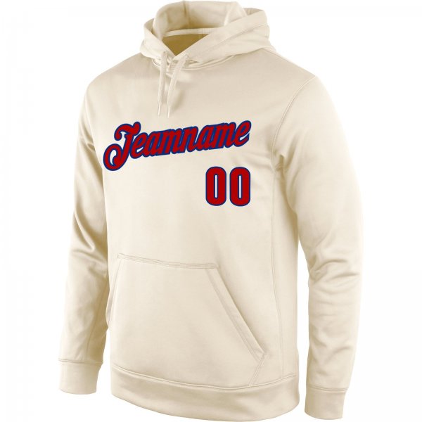 Men's Custom Stitched Cream Red-Royal Sports Pullover Sweatshirt Hoodie