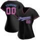 Men's Custom Black Pink-Light Blue Authentic Baseball Jersey