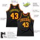 Men's Custom Black Gold-Red Authentic Throwback Basketball Jersey