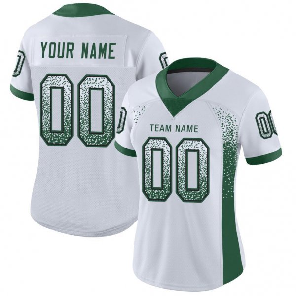 Men's Custom White Green-Black Mesh Drift Fashion Football Jersey