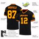 Men's Custom Black Gold-Red Mesh Authentic Throwback Football Jersey