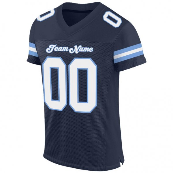 Men's Custom Navy White-Light Blue Mesh Authentic Football Jersey