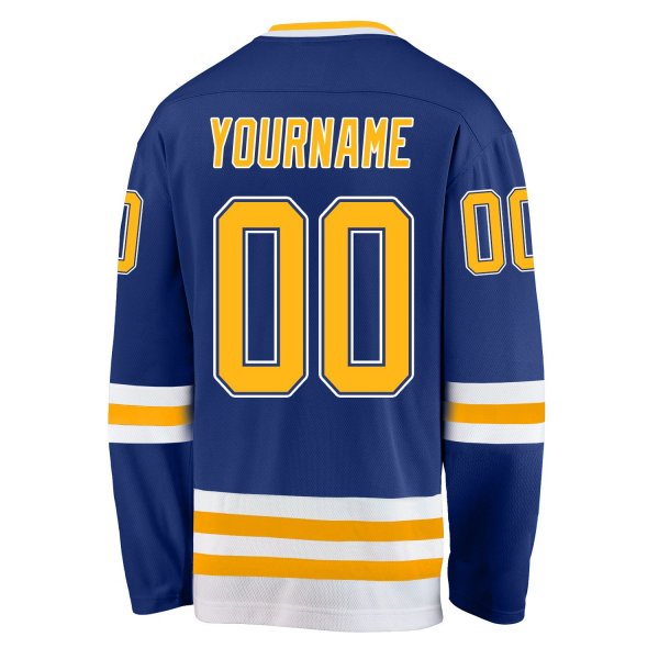 Men's Custom Royal Gold-White Hockey Jersey