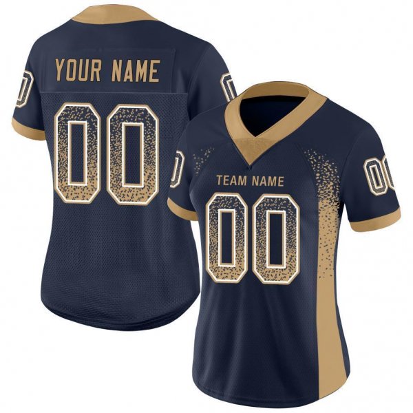 Men's Custom Navy Old Gold-White Mesh Drift Fashion Football Jersey