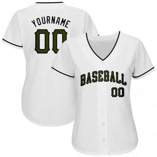 Men's Custom White Olive-Black Authentic Memorial Day Baseball Jersey