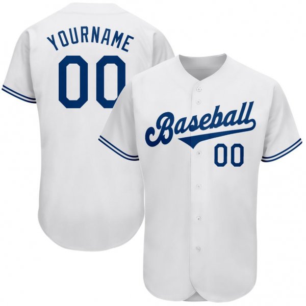 Men's Custom White Royal Authentic Baseball Jersey