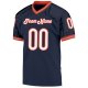 Men's Custom Navy White-Orange Mesh Authentic Throwback Football Jersey