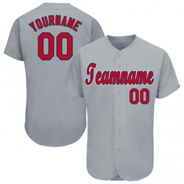 Men's Custom Gray Red-Navy Baseball Jersey