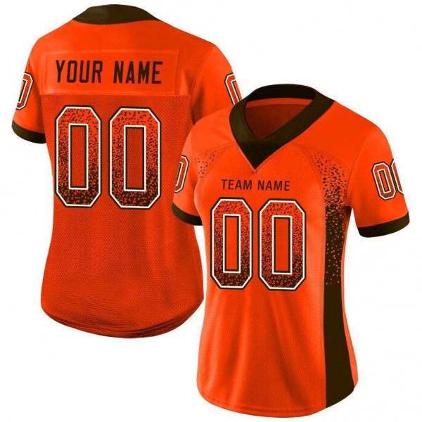 Men's Custom Orange Brown-White Mesh Drift Fashion Football Jersey