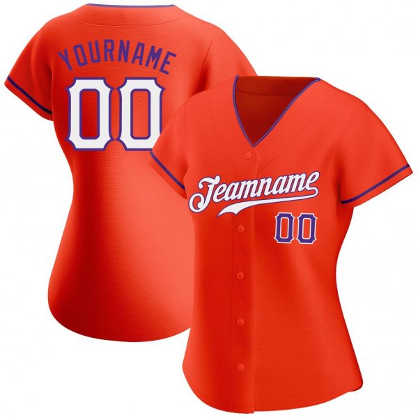 Men's Custom Orange White-Purple Authentic Baseball Jersey