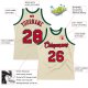 Men's Custom Cream Red-Hunter Green Authentic Throwback Basketball Jersey