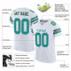 Men's Custom White Aqua-Orange Mesh Authentic Football Jersey