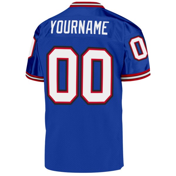 Men's Custom Royal White-Red Mesh Authentic Throwback Football Jersey